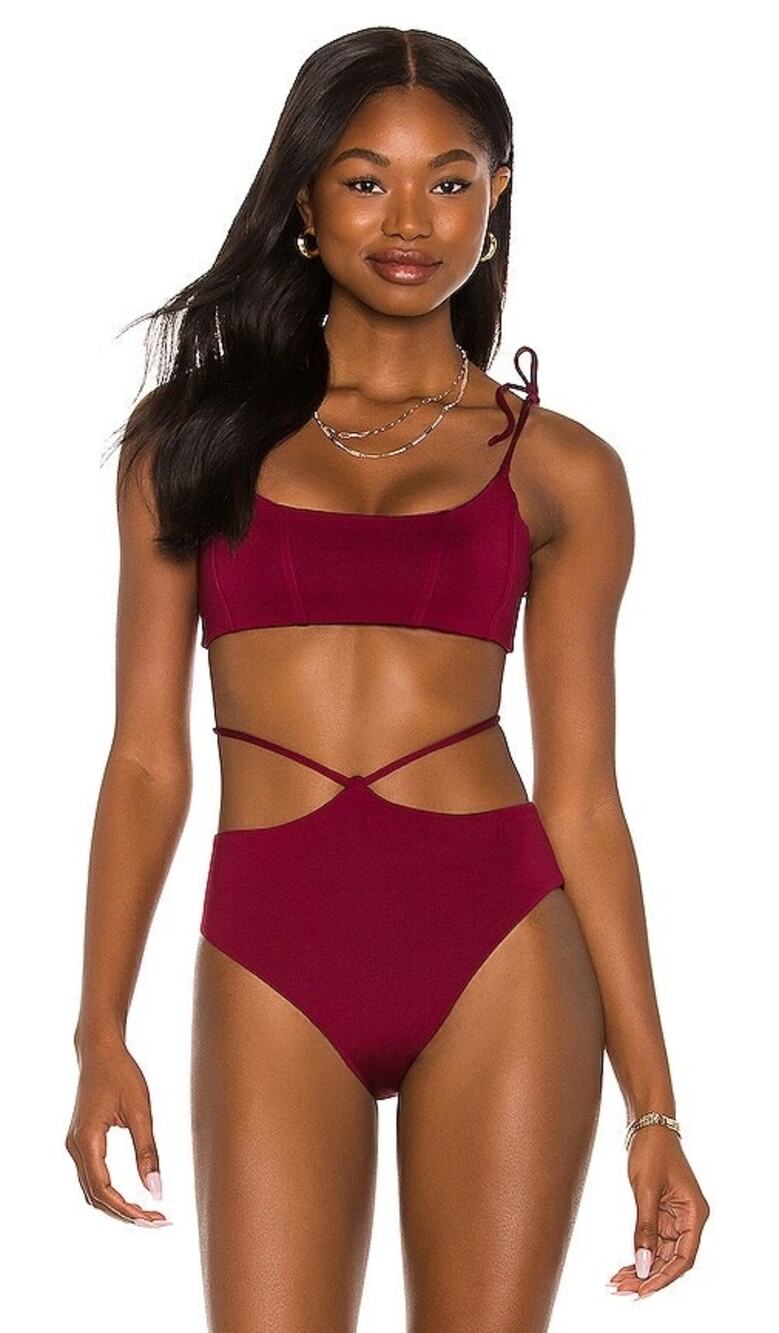 Agua Bendita Safire Red Strappy Bikini Swimsuit Bottoms Size XL